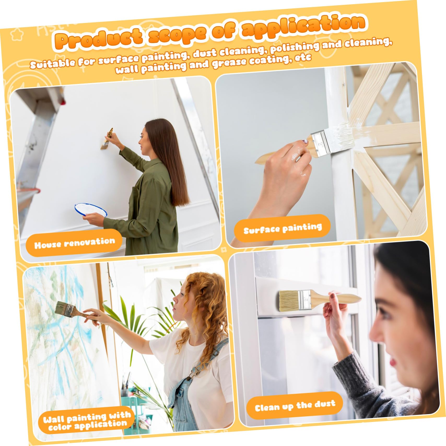 30 Stück Pinselset mit Kurzem Holzstiel Professionelle Flachpinsel für Präzises Streichen Blending Filament und Holz für Renovierung und Heimwerkerprojekte