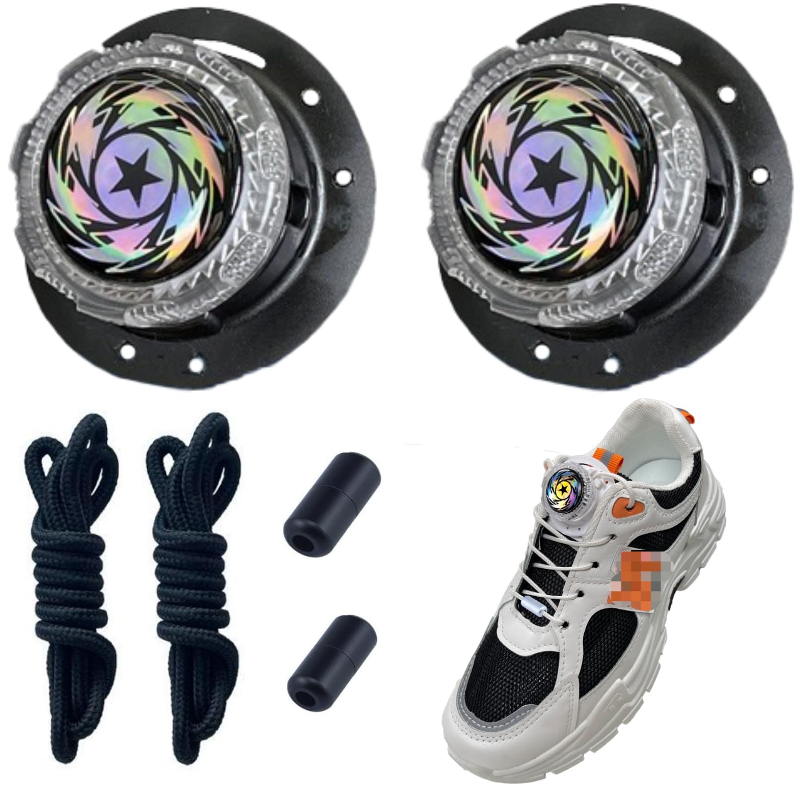 [MAACKIA] ダイヤル式 靴ひも 結ばない 靴紐 2個セット ほどけない シューレース 交換 シューズ 安全靴 スニーカー ダイヤル 組み立て不要 (ブラック)