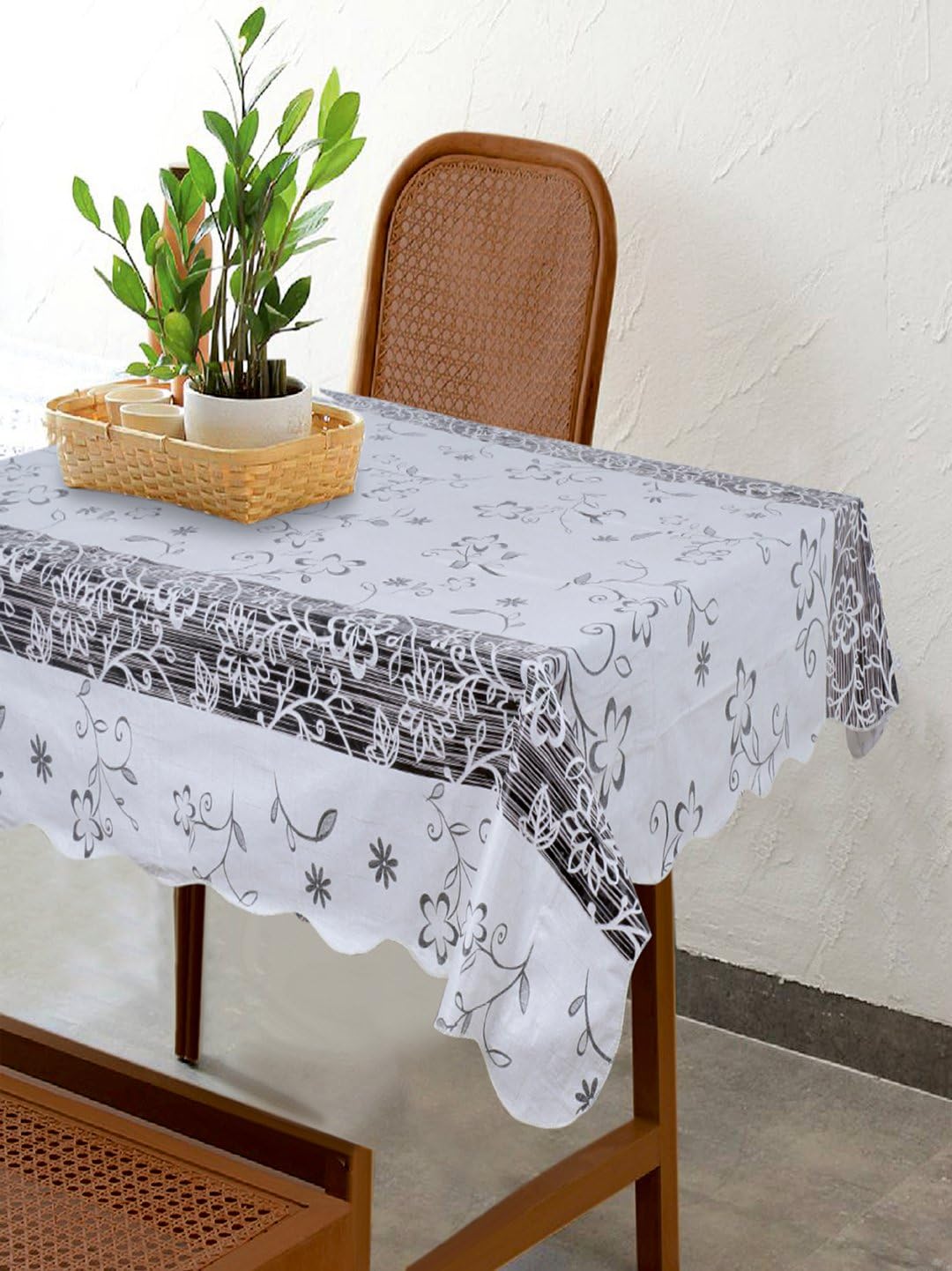 homewards® Ivory Floral Design 6 Seater PVC Rectangle 137 cm x 183 cm Table Cover with Cotton Backing 2