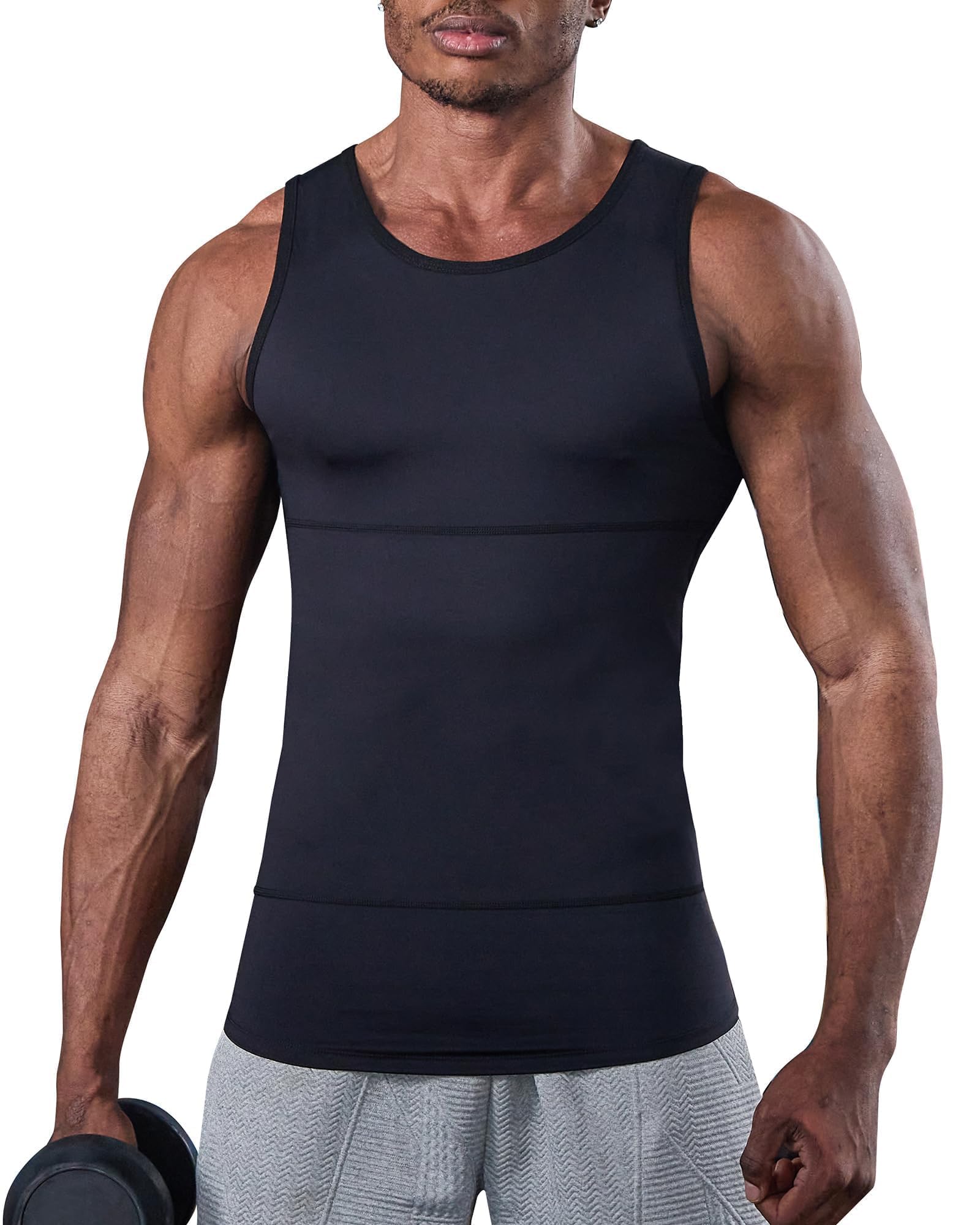 KOCLES Compression Shirt Men Slimming Undershirt Body Shaper Vest, Gynecomastia Compression Tank Top, Shapewear Tummy Control
