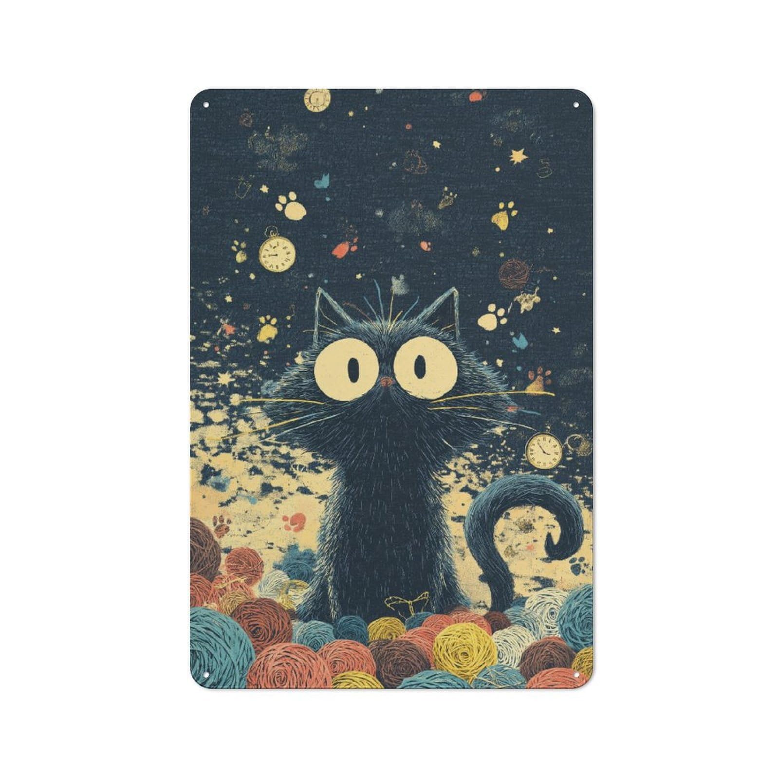Junmoney Whiskered Dreams Vintage Metal Plaque 30X20cm For Dining Room Or Kitchen, For Home Decor Collectors Refreshing A Room In Autumn