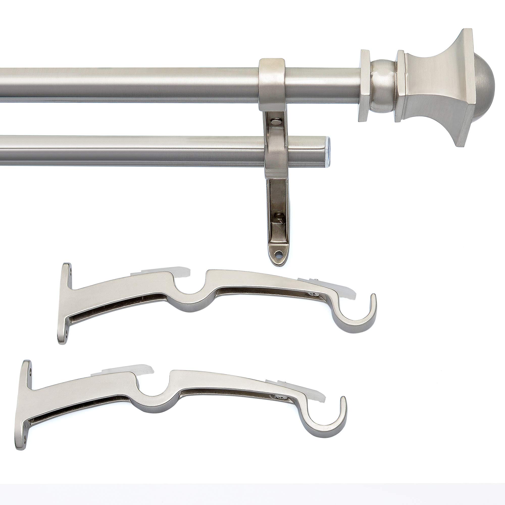 Deco Window 4 Pcs 52”-144” Extendable Double Curtain Rod with Brackets for Door & Windows Adjustable Length Heavy Duty Iron Dual Telescopic Drapery Pole with Half Round Finials (19mm Diameter, Satin Silver) (B07QYFW43P) Amazon Price History, Amazon Price Tracker