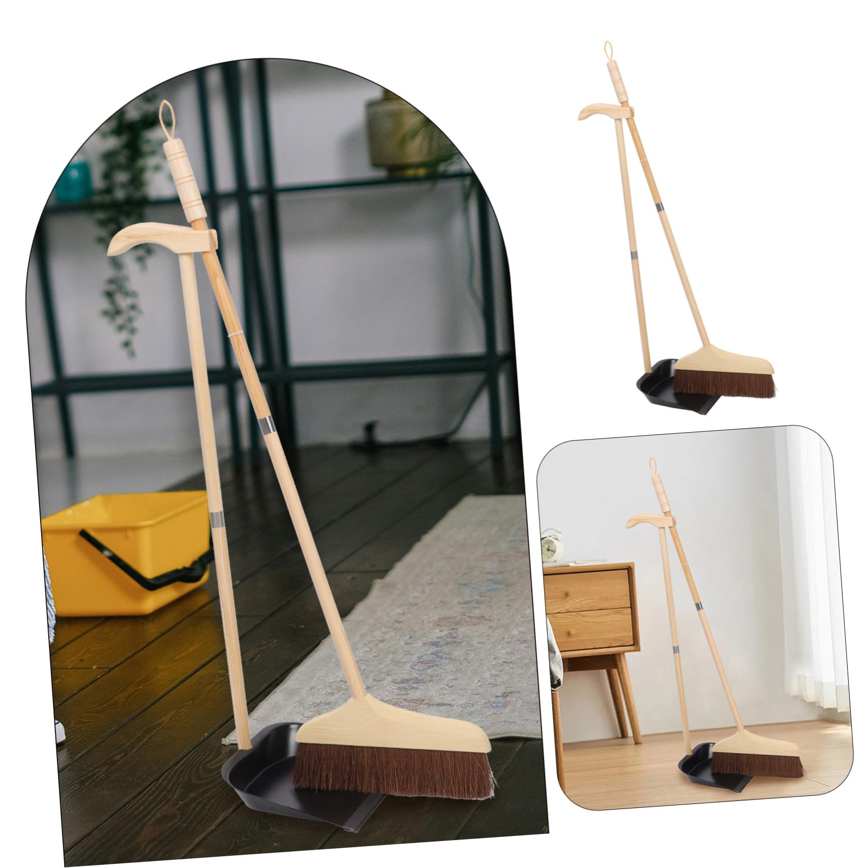 SOLUSTRE Besen und Kehrschaufel Haushalt Innen und Außenbereich Geeignet Robustes Material Ergonomischer Griff Platzsparendes Design