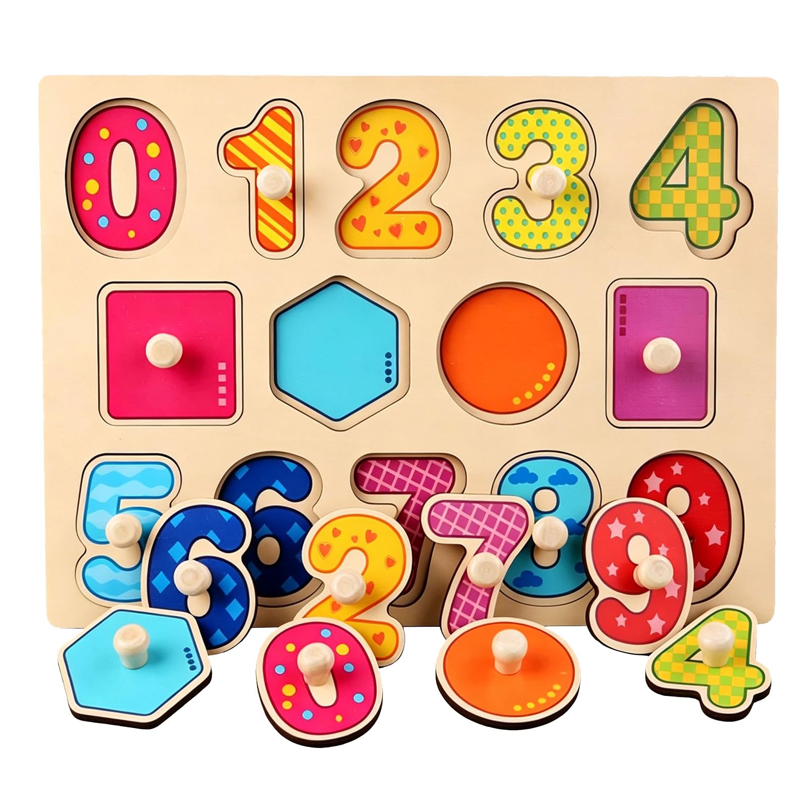 ttnmrc Montessori Wooden Knob Peg Puzzle