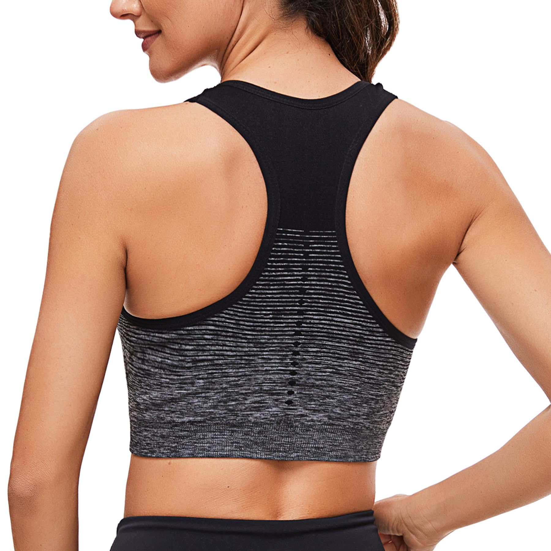 SykooriaWomen's Sports Bra Mid Support Wirefree Racerback Workout Bra Removable Padding Yoga Gym Running Crop Top