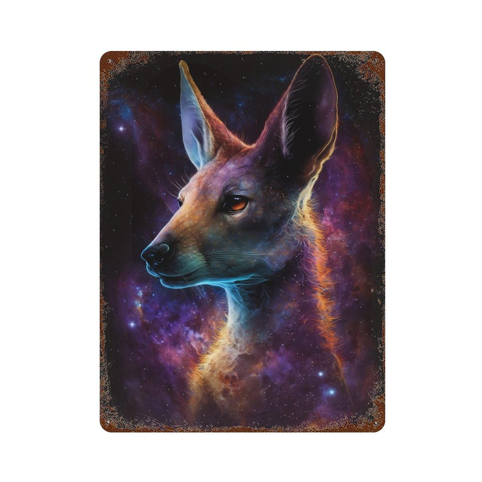 Cosmic Fox Portrait-1 15.7"x11.8" Weathered Tin Sign, Shabby Chic Decor for Cafe, Home Bar And Lounge Decor