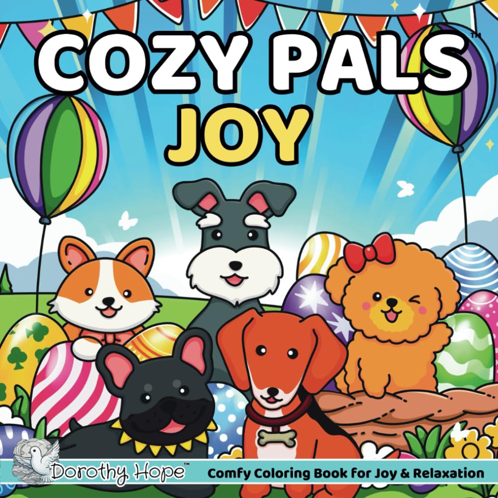 Cozy Pals JOY: Comfy Coloring Book for Adults and Teens Featuring Cute Adorable Dogs in Hygge Moments for Relaxation (Bold & Simple, Cute & Easy) (COZY PALS Series)