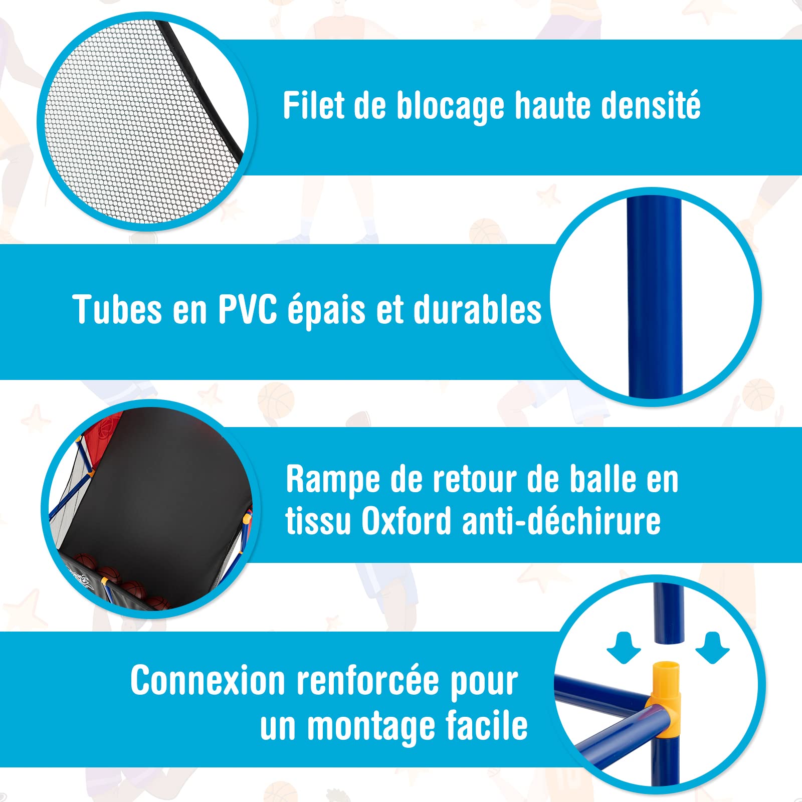 COSTWAY Jeux de Basketball Arcade à Double Tirs Enfants avec 4 Balls et 2 Paniers, Panier de Basketball Double Intérieur avec Pompe Gonflage pour Enfants de 3 Ans+
