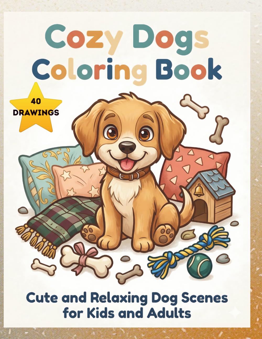Cozy Dogs Coloring Book: Cute and Relaxing Dog Scenes for Kids and Adults