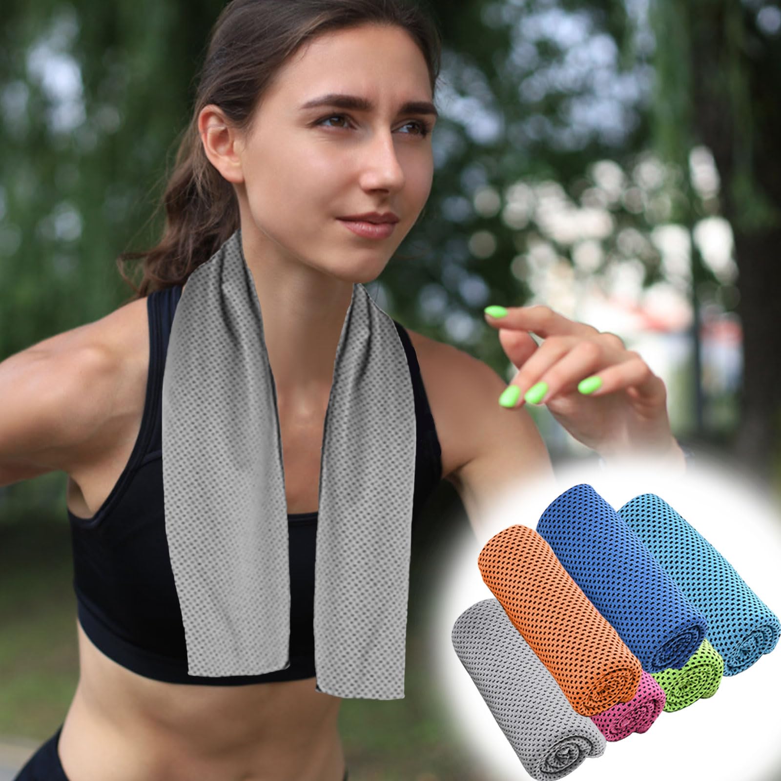 Serviette de Refroidissement, 100x30cm Lot de 6 Serviettes Rafraîchissantes pour Le Cou,Serviette Sport Microfibre,Golf,Cooling Towel pour Entraînement,Fitness,Sports,Voyages,Yoga