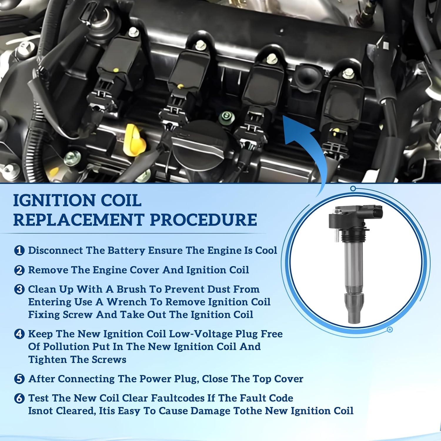 Ignition Coil Pack of UF569: 6Pcs Fit for Chevy impala camaro Buick enclave lacrosse Cadillac cts xts srx ats GMC acadia terrain for Pontiac for Saturn 3.0L 3.2L 3.6L Replaces C1555 Coil Packs