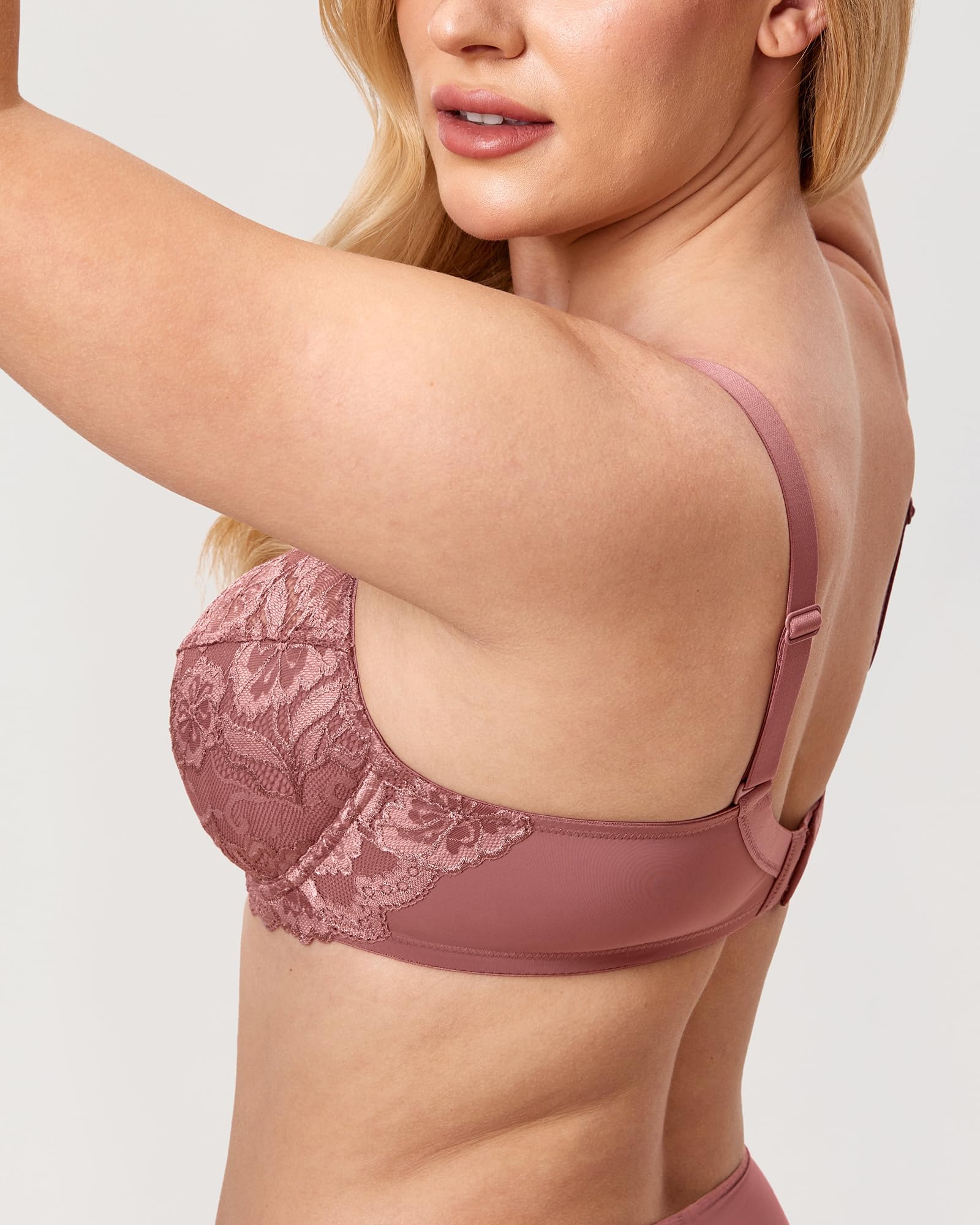 DELIMIRA Donna Reggiseno con Ferretto Taglie Forti Pizzo Senza Imbottito Sostegno