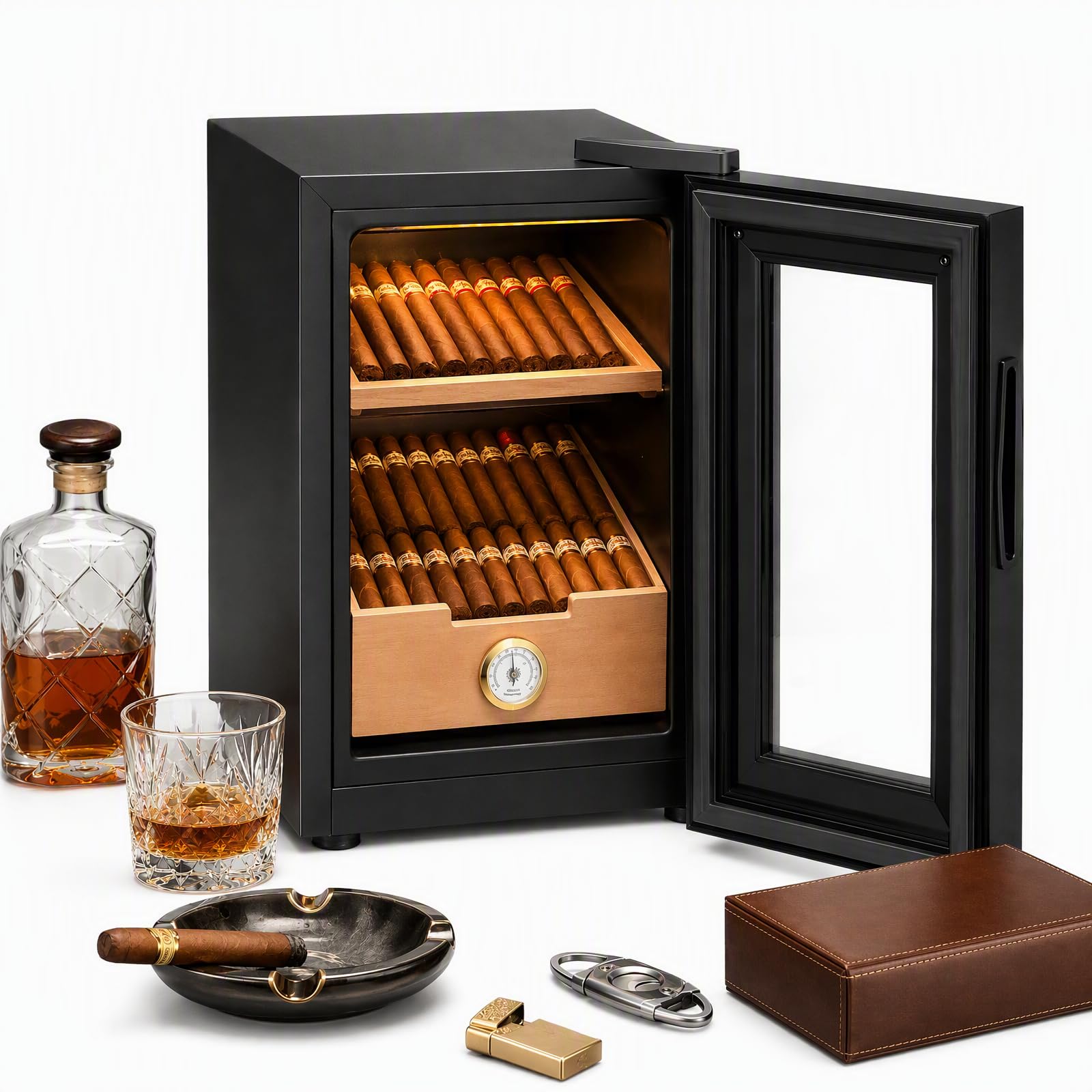 Electric Cigar Humidors 23L Glastür Kühlkontrollsystem Gifts for Men