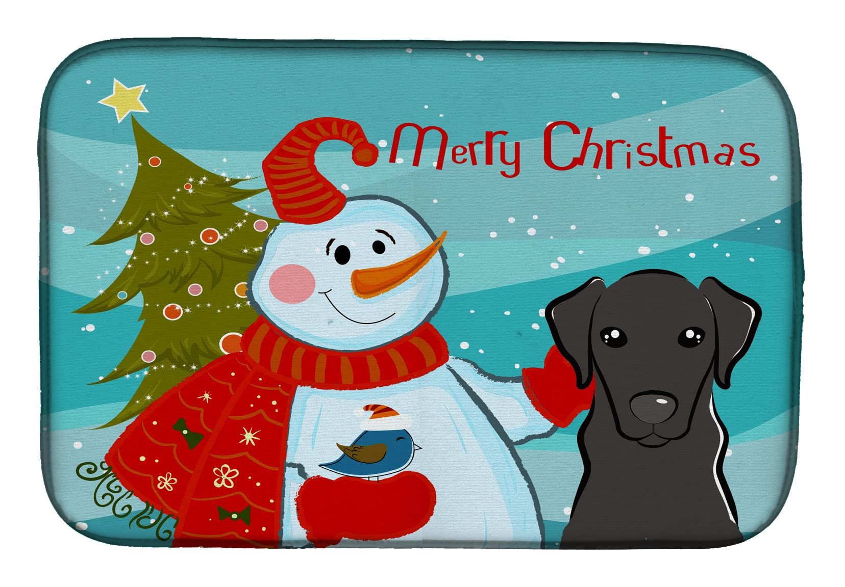 Tapis égouttoir cuisine Caroline's Treasures Snowman Black Labrador 14x21
