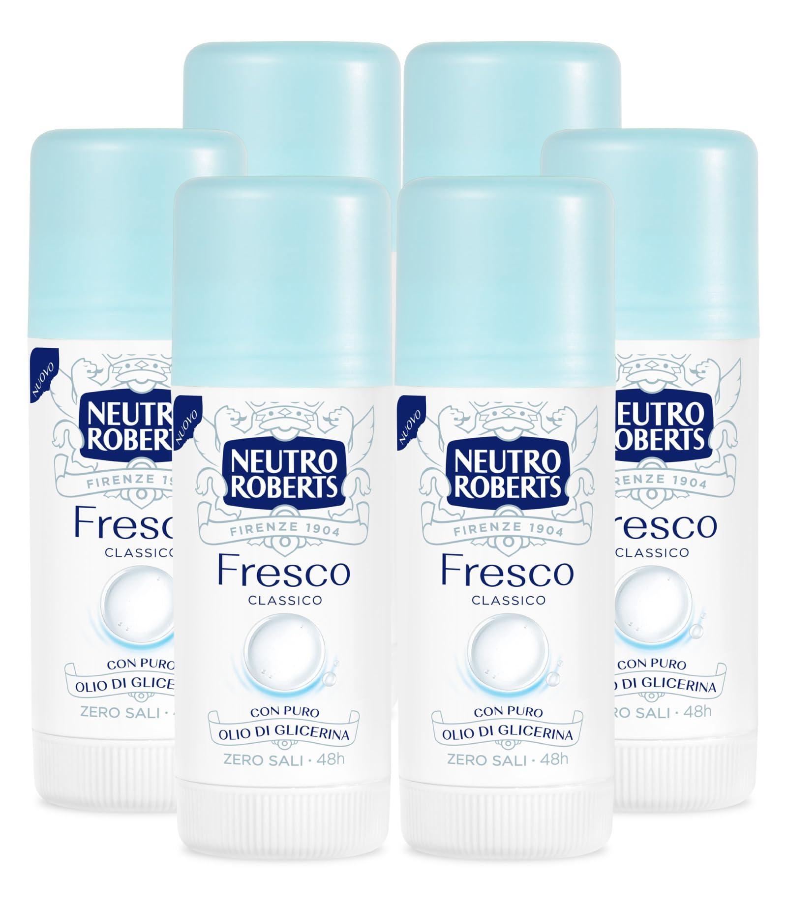 Neutro Roberts Deostick Frisch Blau – 48h Schutz Ohne Aluminiumsalze, 6x 40 Ml