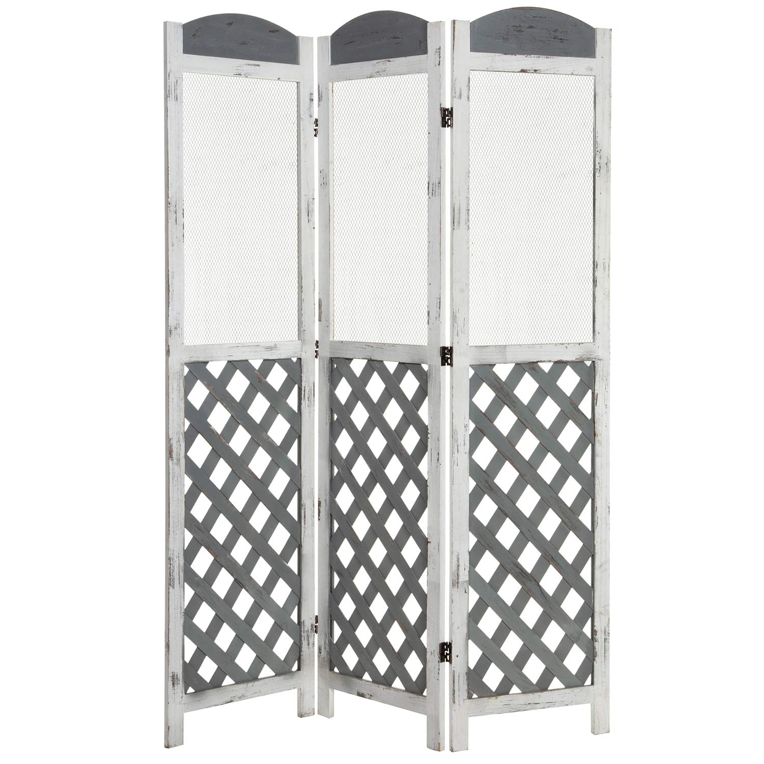 Buy MyGift 3 Panel Whitewashed and Distressed Gray Wood Trellis Style