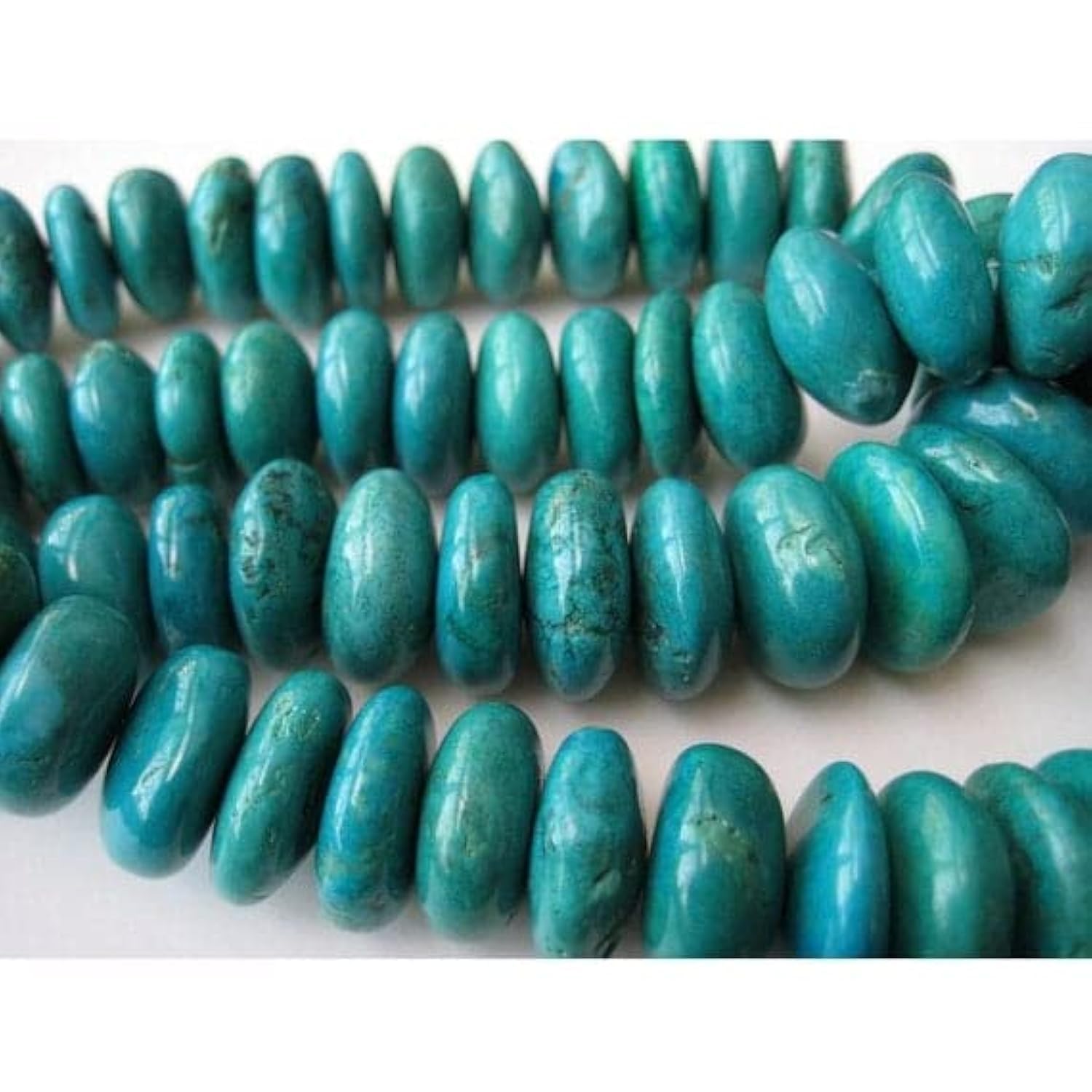 Perles rondelles en turquoise naturelle fil de 5 pouces dimensions 13mm à 14mm