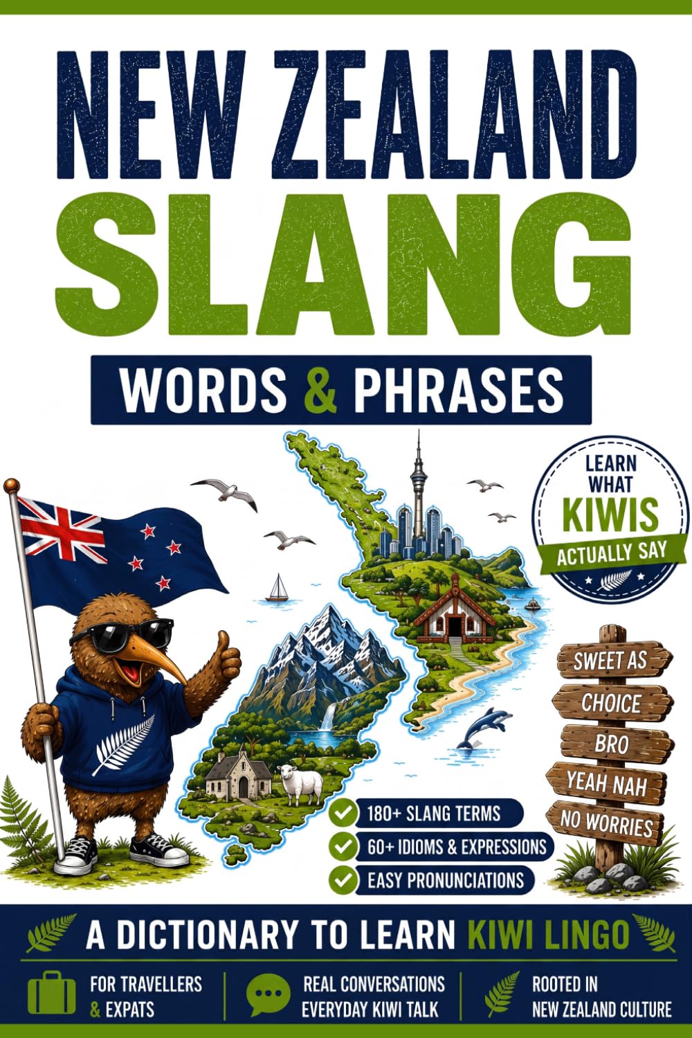 Kiwi Slang Words & Phrases: A Dictionary to learn New Zealand Lingo with Definitions, Examples, and Pronunciations
