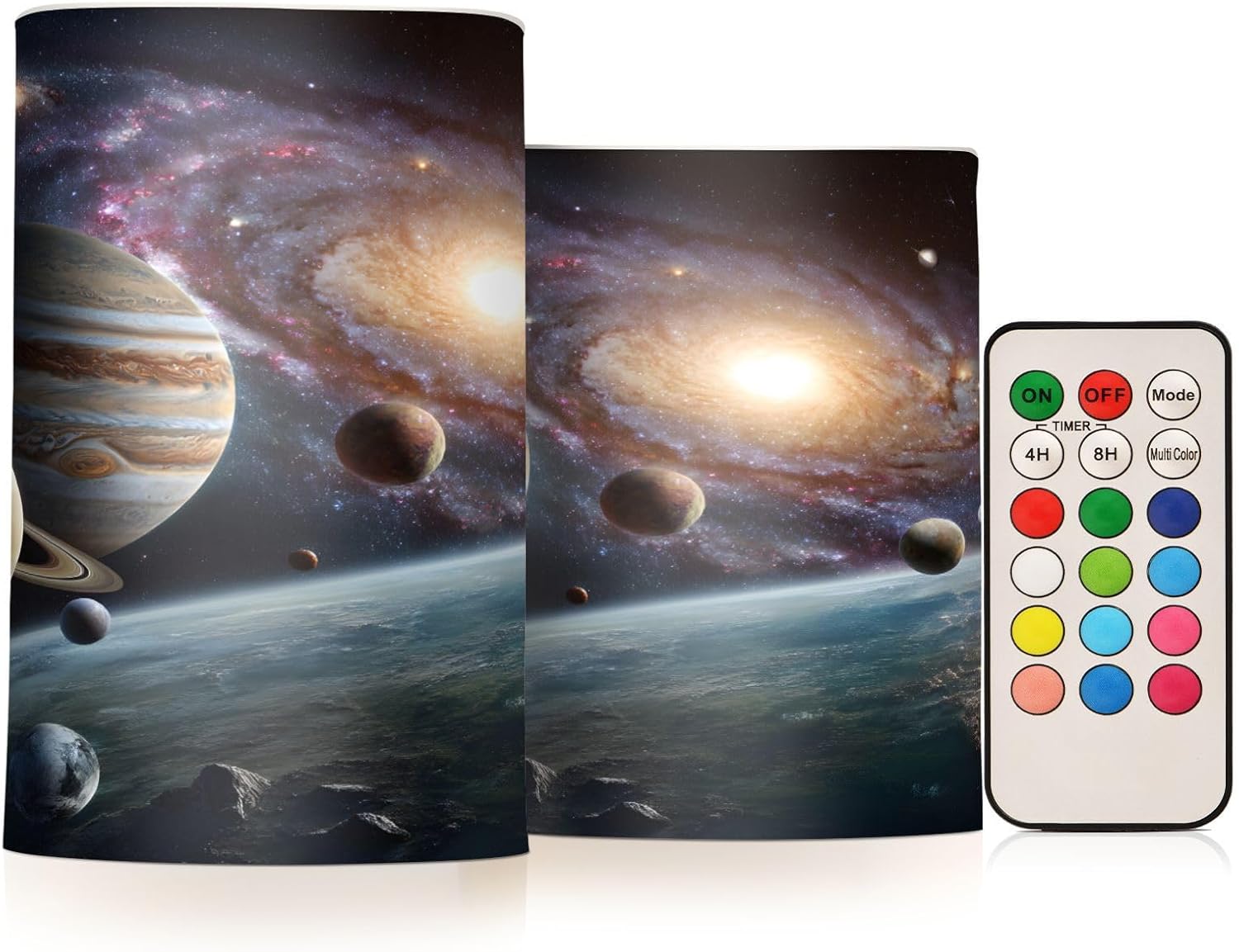 ALAZA Photo voltaic System Flickering Flameless Candles Battery Operated with Distant Timer,Tea Gentle Candles LED Pillar Votive Candles Set of two for Out of doors Indoor Decorations