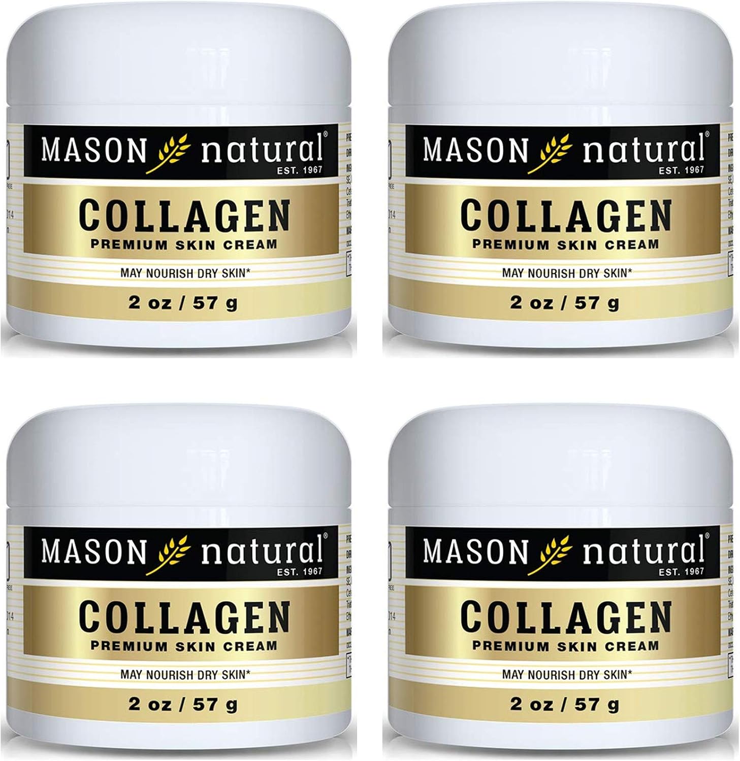 Collagen Beauty Cream Made with 100% Pure Collagen Promotes Tight Skin Enhances Skin Firmness 2 OZ. Jar PACK of 4