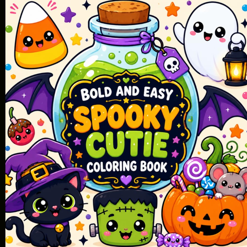 Bold and Easy Spooky Cutie Coloring Book: Cute and Playful Halloween Designs for Adults to Color and Enjoy.