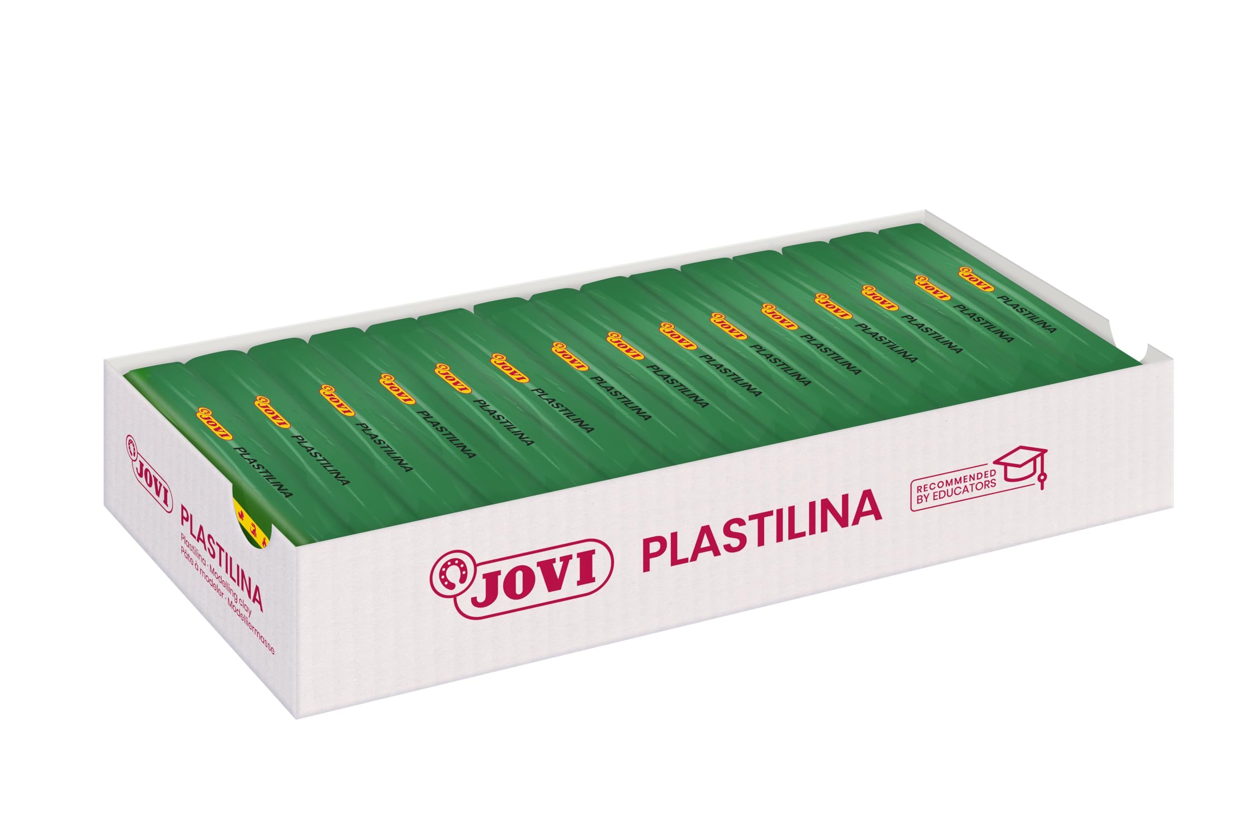 Jovi - PLASTILINA, pâte à Modeler végétale, 15 x 150 grammes, Vert foncé, Grande plasticité, sans Gluten, Idéale pour Les Enfants à partir de 3 Ans
