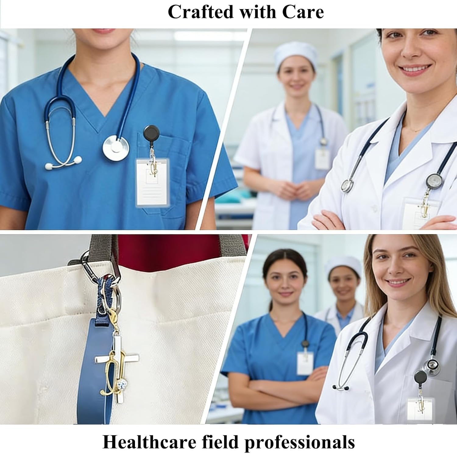 Cross with Stethoscope Badge Charm,Custom Nurse Badge Reel Charms,