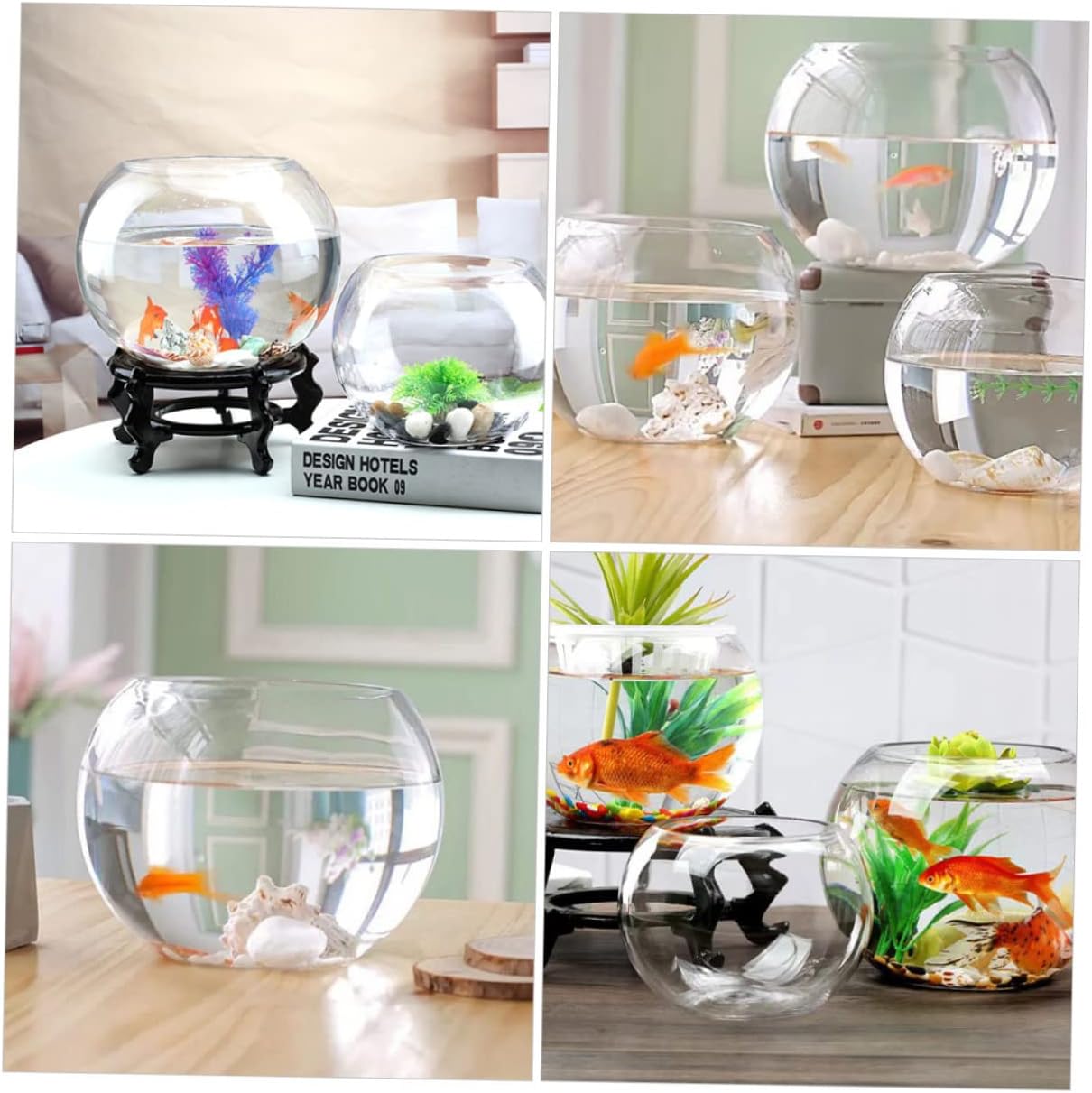 GLEAVI Transparent Aquarium Tank Multi-Function Betta and Goldfish Desktop Decor for Home and Office Stylish Fish Bowl for Plants and Aesthetics