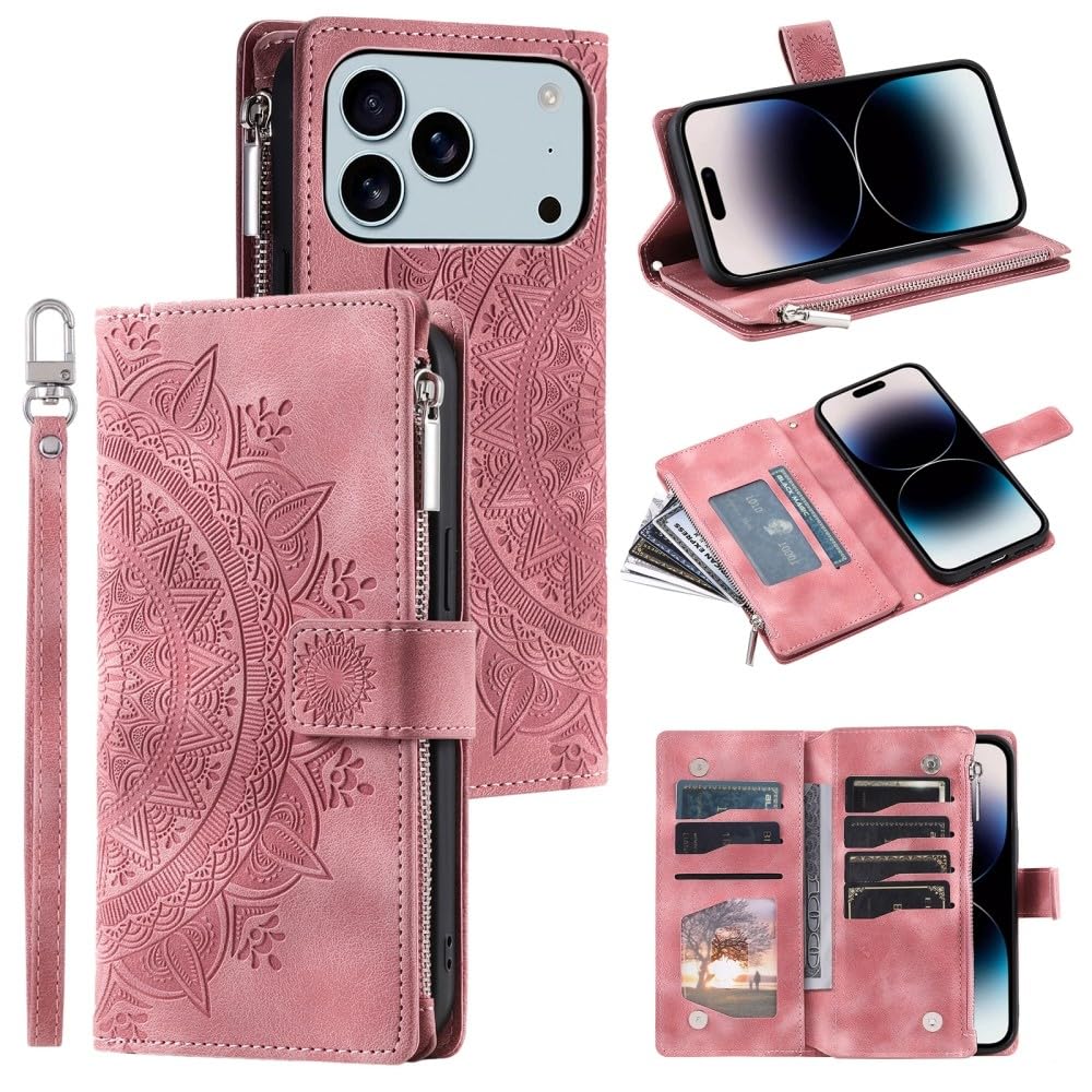 Housse iPhone 15 Plus or rose style gaufré pour sorties et shopping