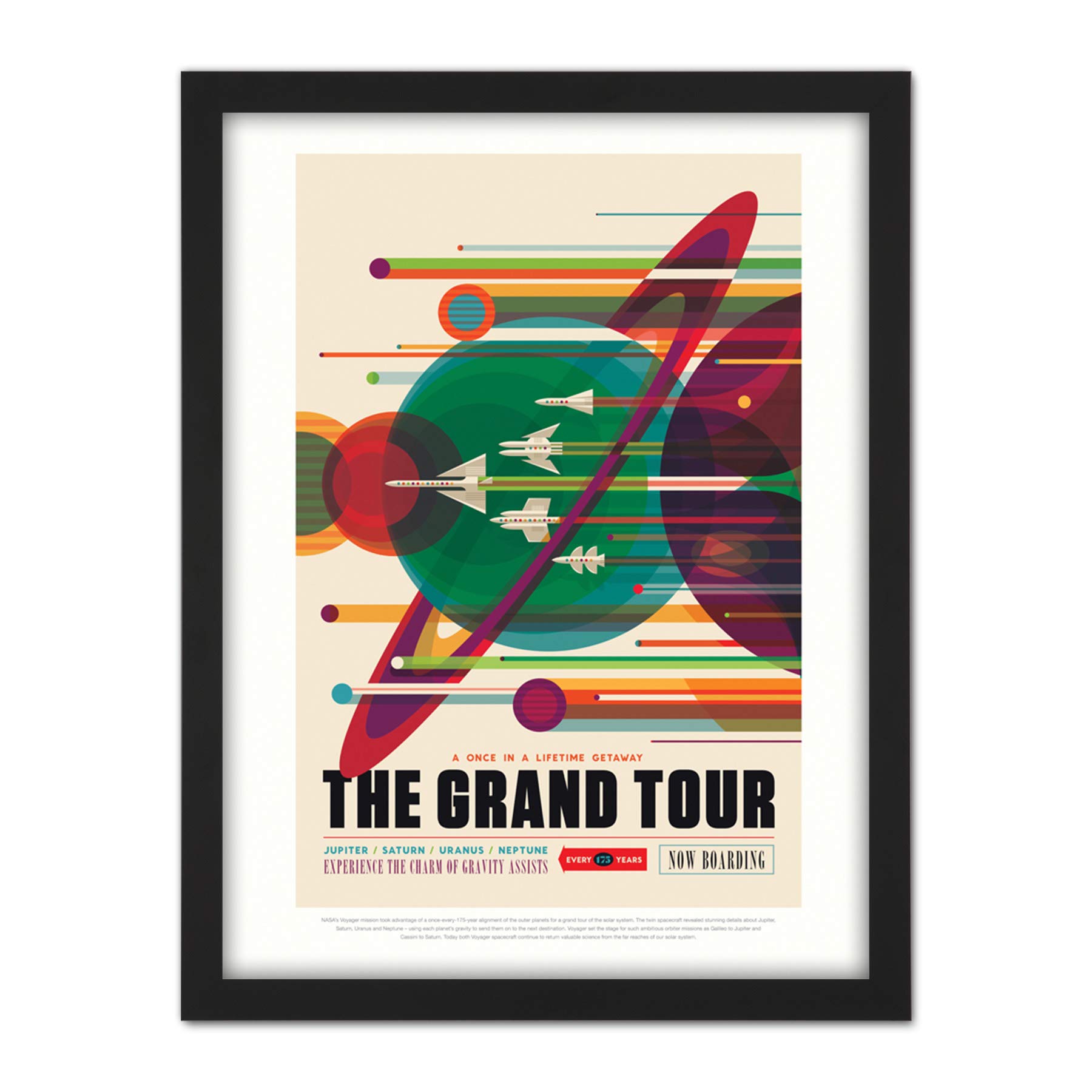 Wee Blue Coo NASA Space Travel Advert Grand Tour Artwork Framed Wall Art Print 18X24 Inch