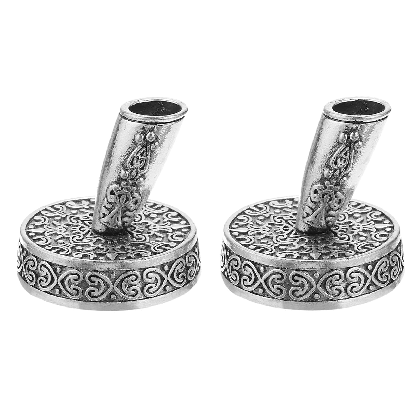 PATIKIL 2-Piece Vintage Round Metal Pen Holder, Desktop Pen Stand for Office, Wedding, Engagement, Guest Book, Silver Tone