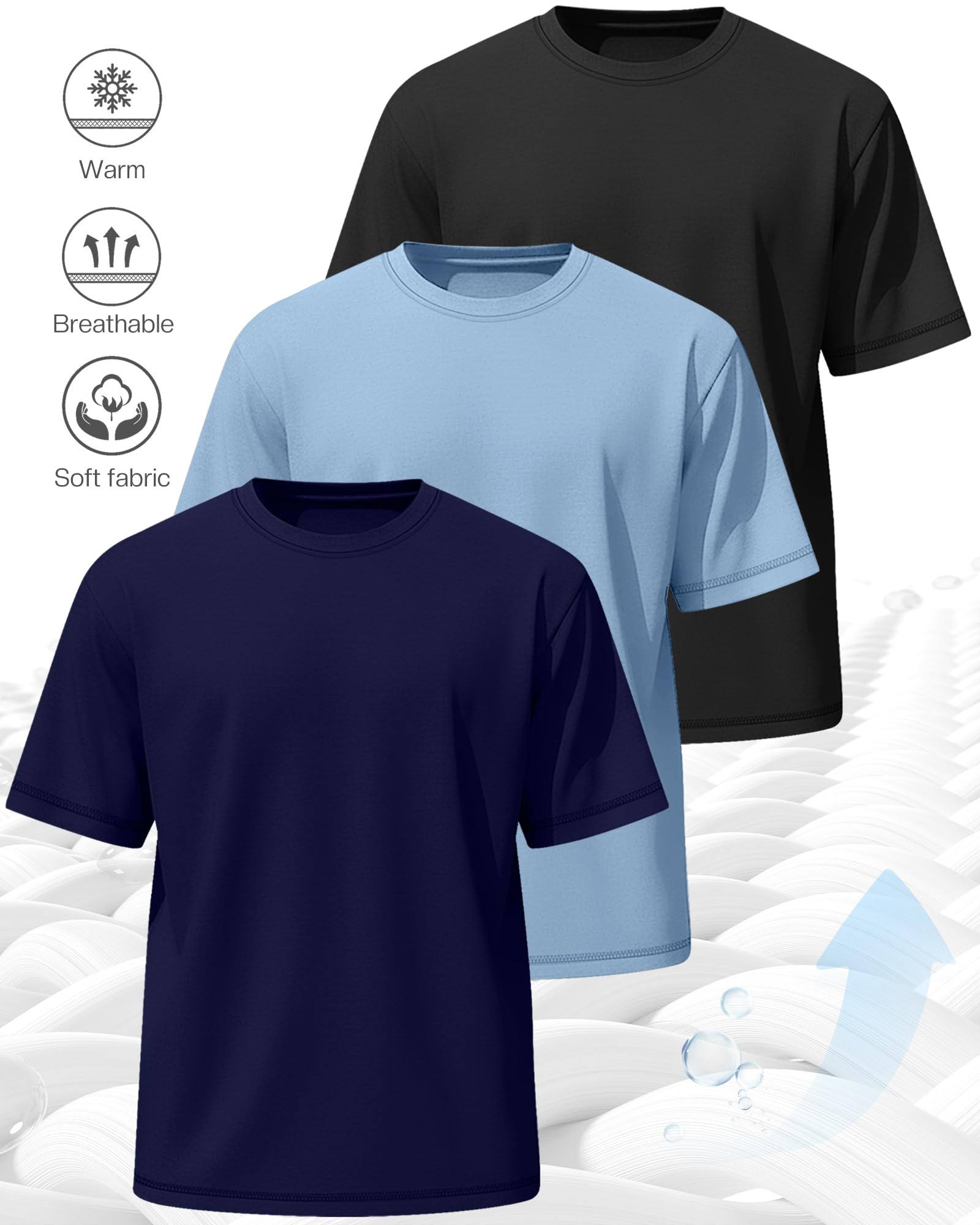 Neer Paquete de 3 Camisetas para Hombre de Tallas Grandes (L-7XL) Manga Corta Cuello Redondo Camisetas básicas de Verano
