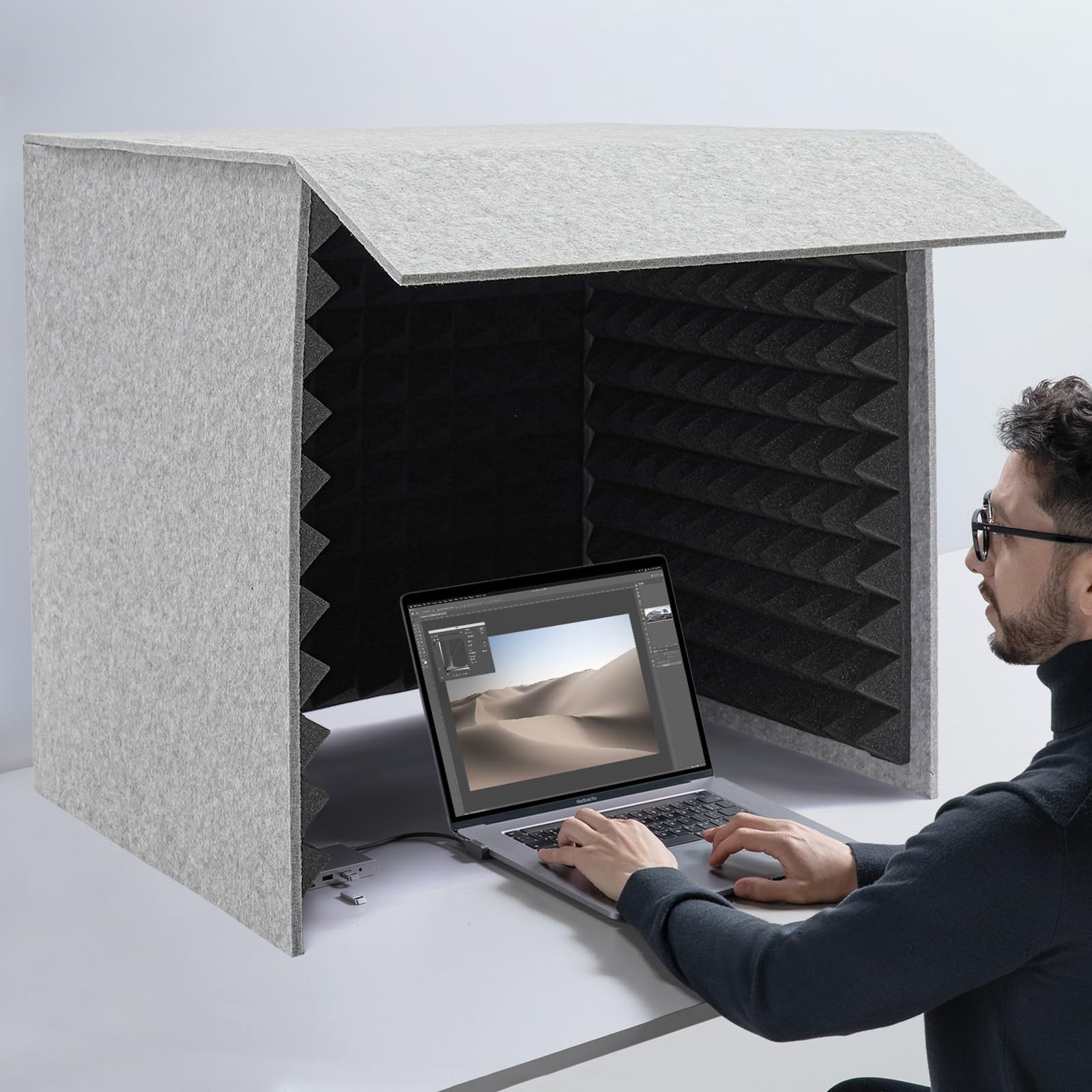The Studio Podcast Equipment Cabina di canto Vocal Booth Insonorizzazione Recording Equipment Cabina di registrazione portatile pieghevole per studio di registrazione, podcast, 60 x 60 x 60 cm (nero)