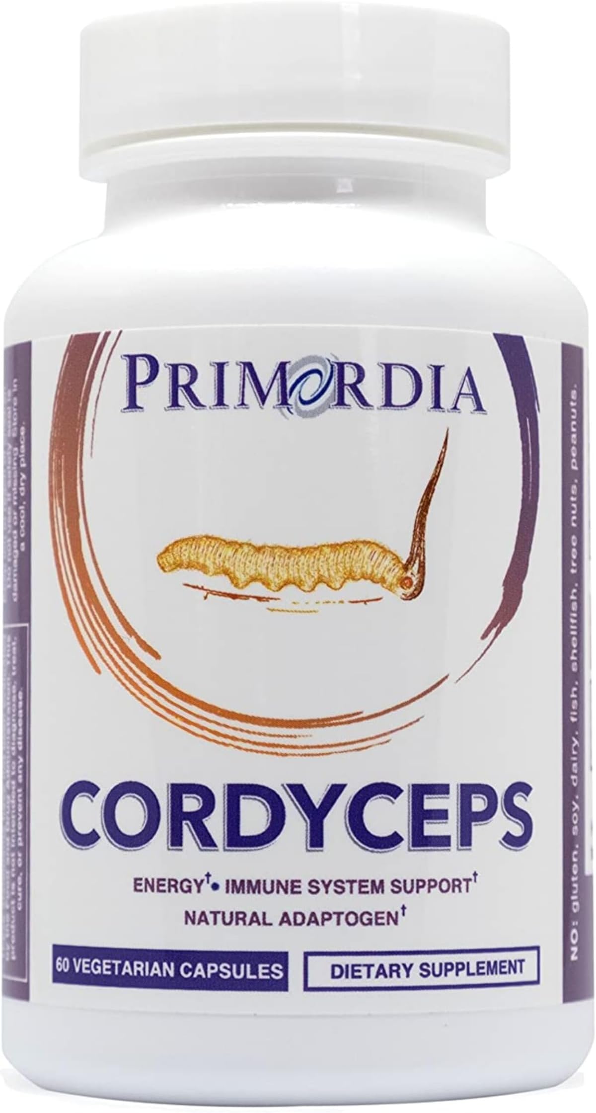 Primordia Pure Cordyceps Mushroom Supplement, 60 Capsules, Liquid State Fermentation, Cordyceps Sinensis Mushrooms, Immune Function Support, Boosts Energy & Endurance