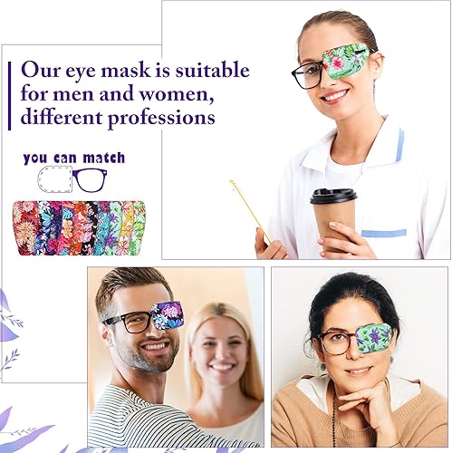 Miniatura 5 de Sosation 10 parches oculares para adultos ojo derecho izquierdo, parche ocular para gafas, estilos mixtos