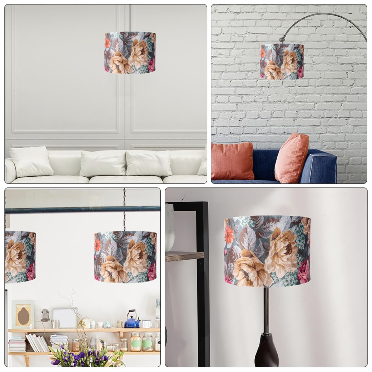 Hängelampenschirm E27 mit Blumenmuster, Dekoratives Licht für Schlafzimmer