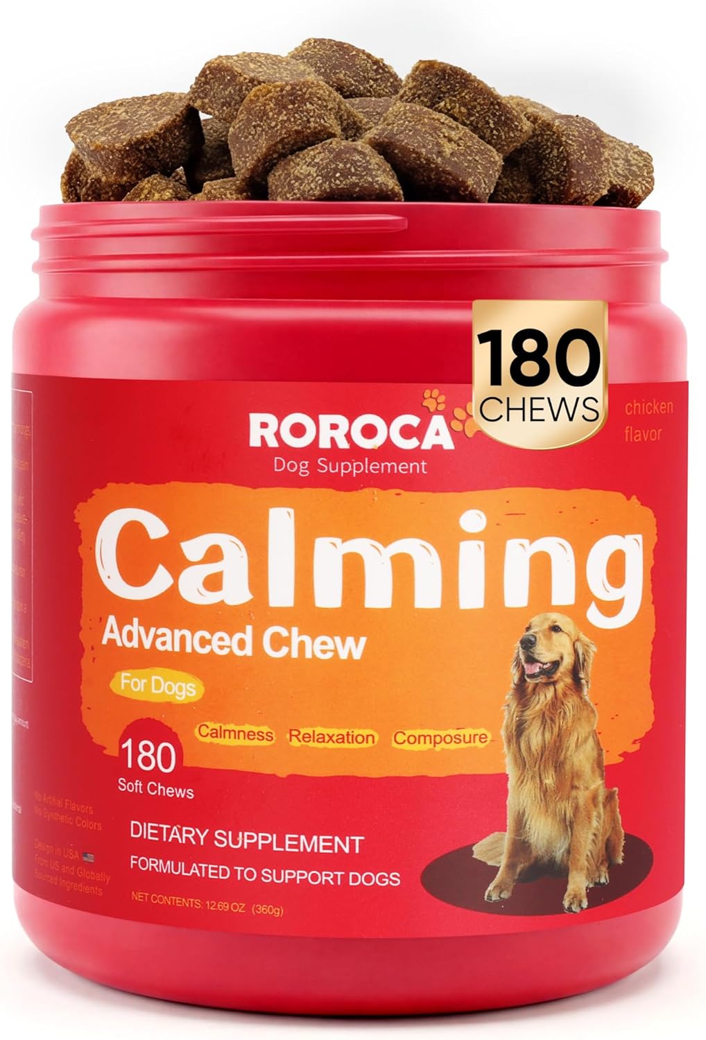 Calming Chews for Dogs - Pets Anxiety Relief Treats, Long-Lasting 24-Hour Composure&Relaxation, Extra Calm Aids, USA&Globally Sourced Ingredients(Small Pack)