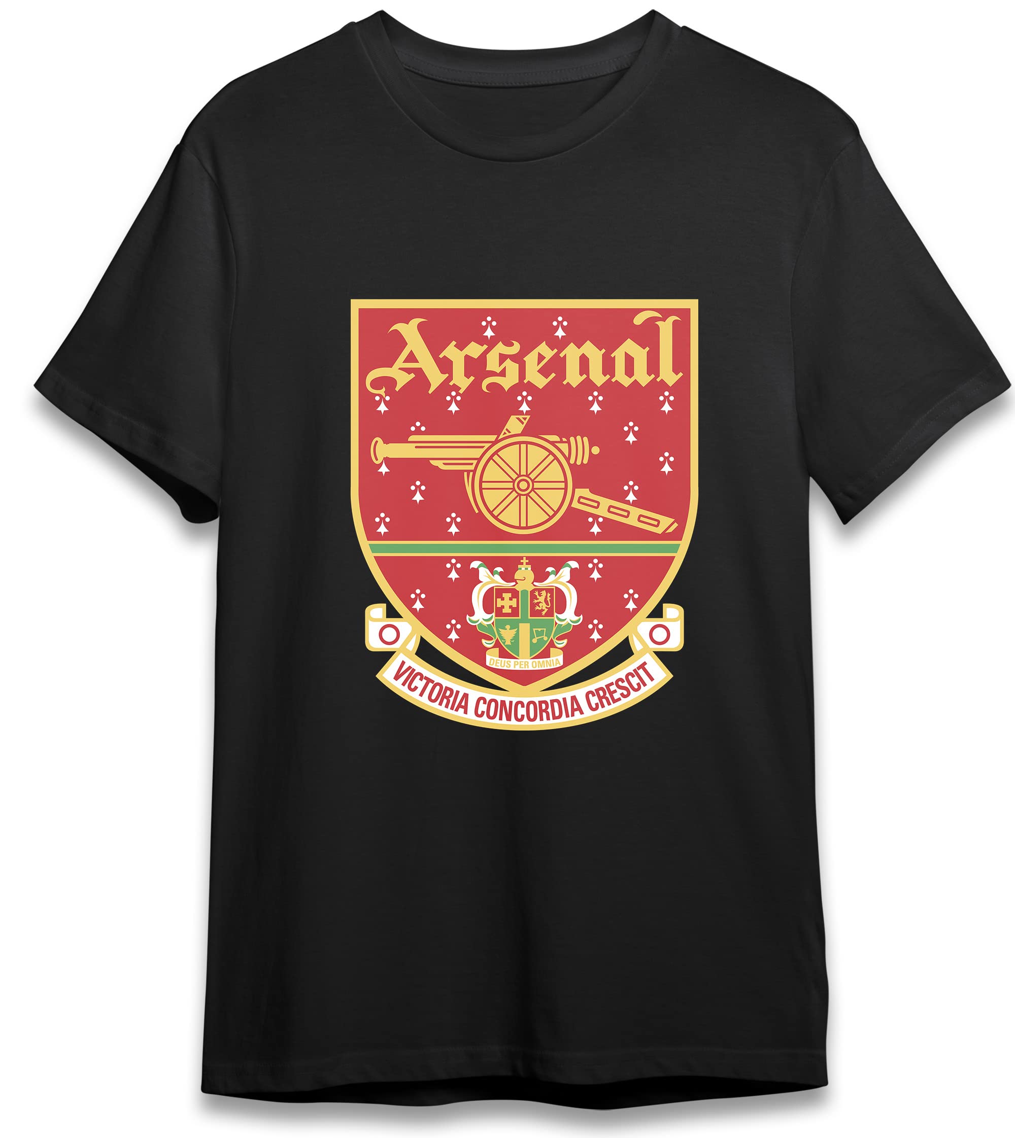 Arsenal F.C.Deus Per Omnia Shirts Unisex Hipster Hip-Hop Mens for Women Cotton Fashion T-Shirts Black