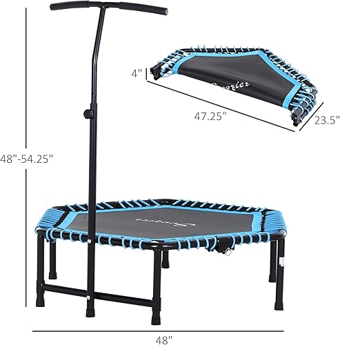 Miniatura 7 de Soozier Trampolín de rebote hexagonal para adultos, de 48 pulgadas, para entrenamiento, entrenamiento cardiovascular, para exteriores, ajustable