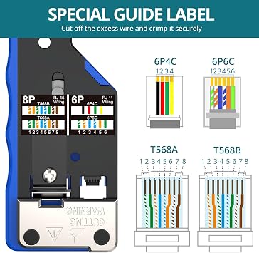 Ethernet Crimping Tool Kit RJ45 Crimp Tools,with Rechargeable Network Cable Tester,CAT5/6 CAT7 Pass Through RJ45 Connectors,Wire Crimper,All-In-One Mini Cable Stripper for Network Installer