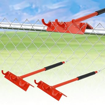 2 Pack Chain Link Fence Top Rail Stretcher Tool, Heavy Duty Chain Link Fence Stretcher with 3 Metal Hooks & 28Cable Hook, for Farm, Ranch and Industrial Fencing