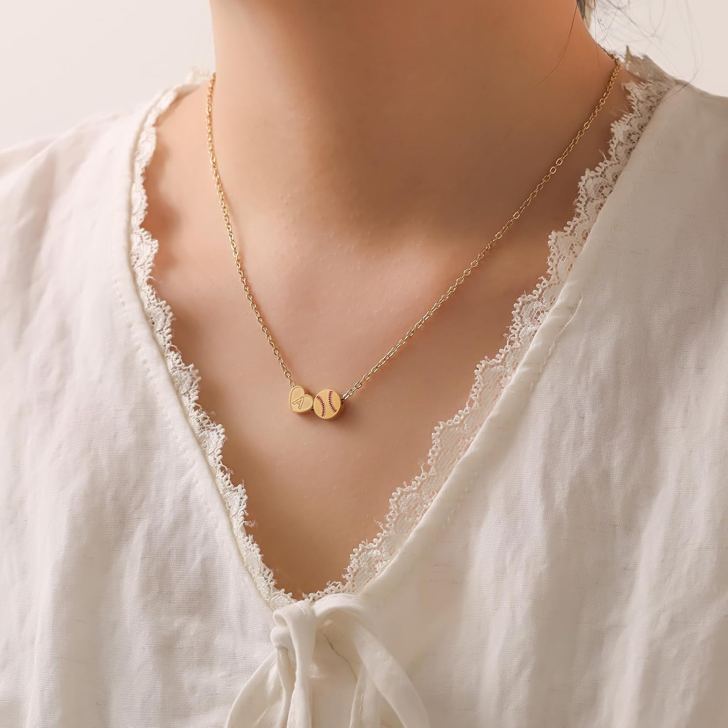 Softball Baseball Necklace Gifts for 8-12 Women, Gold Initial Necklace Gameday Sports Themed Jewelry Baseball Mom Gift - Image 5