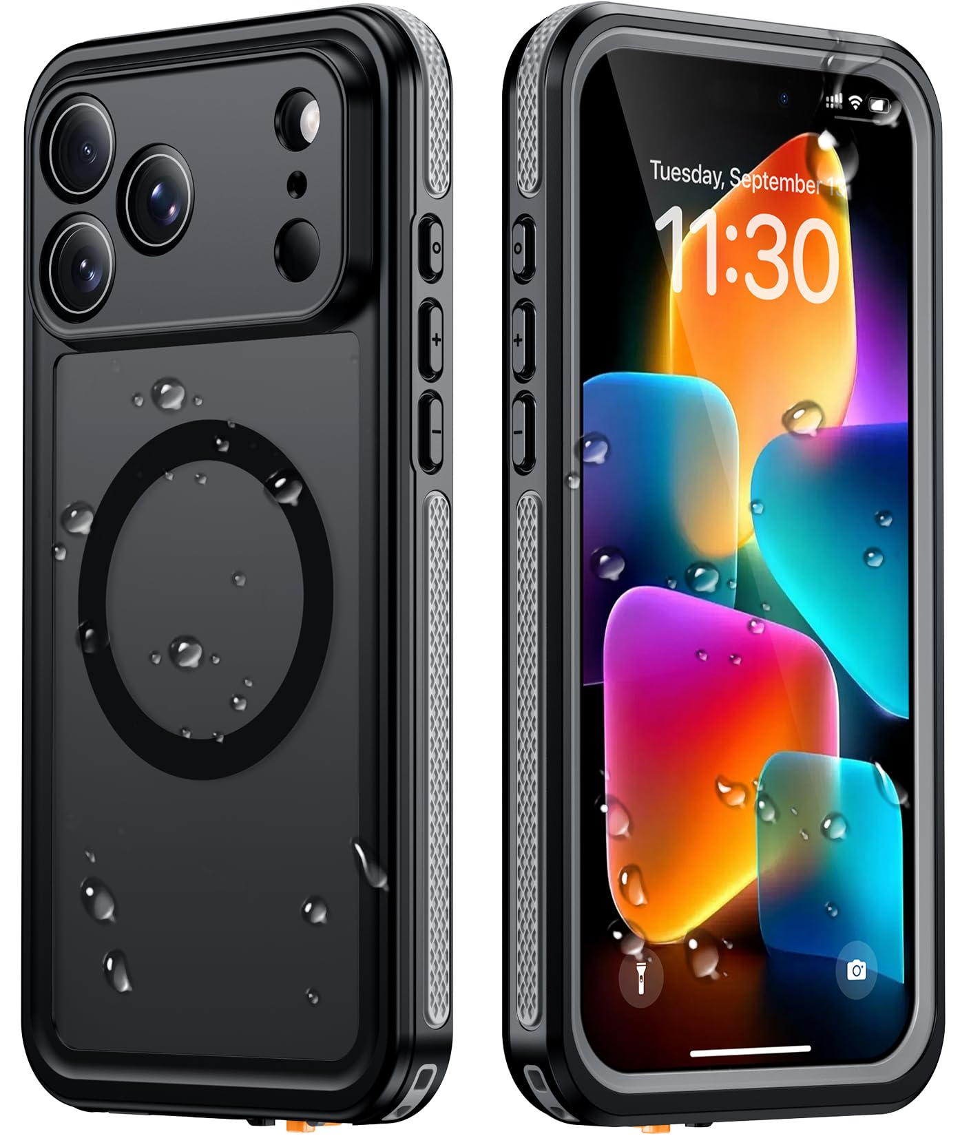 Temdan Designed for iPhone 18 Pro Max Case Waterproof, Black
