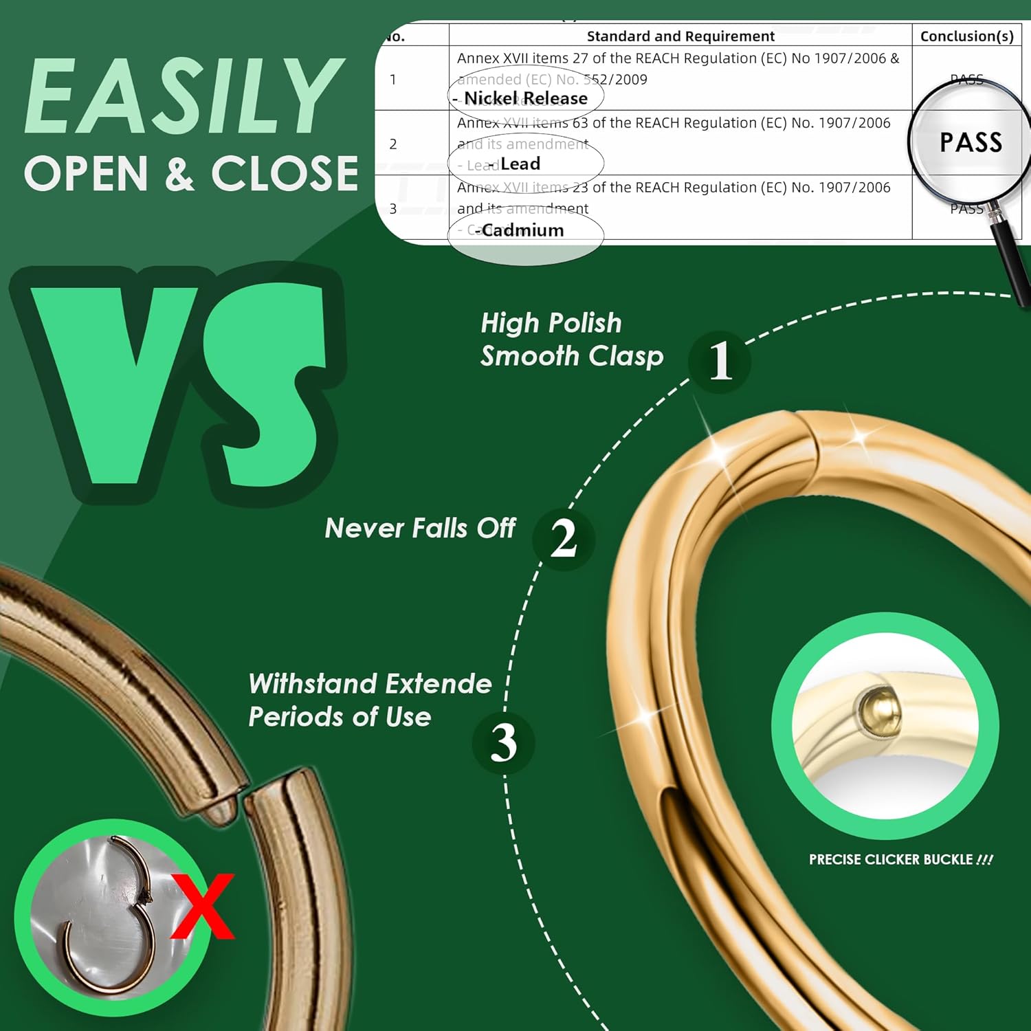 Cartilage Hoop Earrings for Women Helix Conch Piercing Jewelry 16G/18G/20G 14K Gold Plated 316L Surgical Steel Opalite Nose Rings Hoops With Cubic Zirconia Septum Rings 8/9/10mm - Image 3