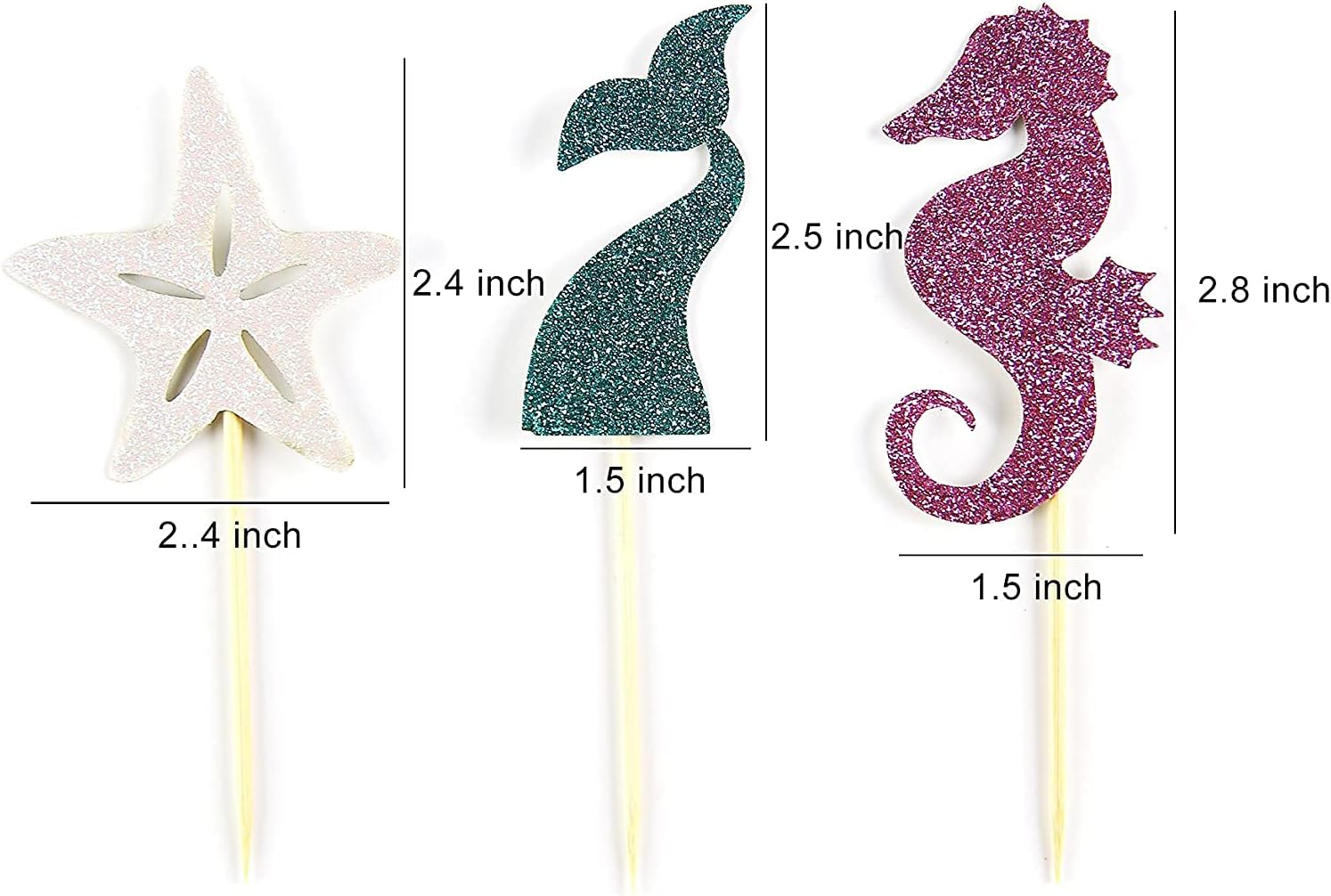 Mermaid Cupcake Toppers Under the Sea Party Cake Decoration Cupcake Picks for Mermaid theme Birthday Party Decoration Baby Shower Supplies (Mermaid)
