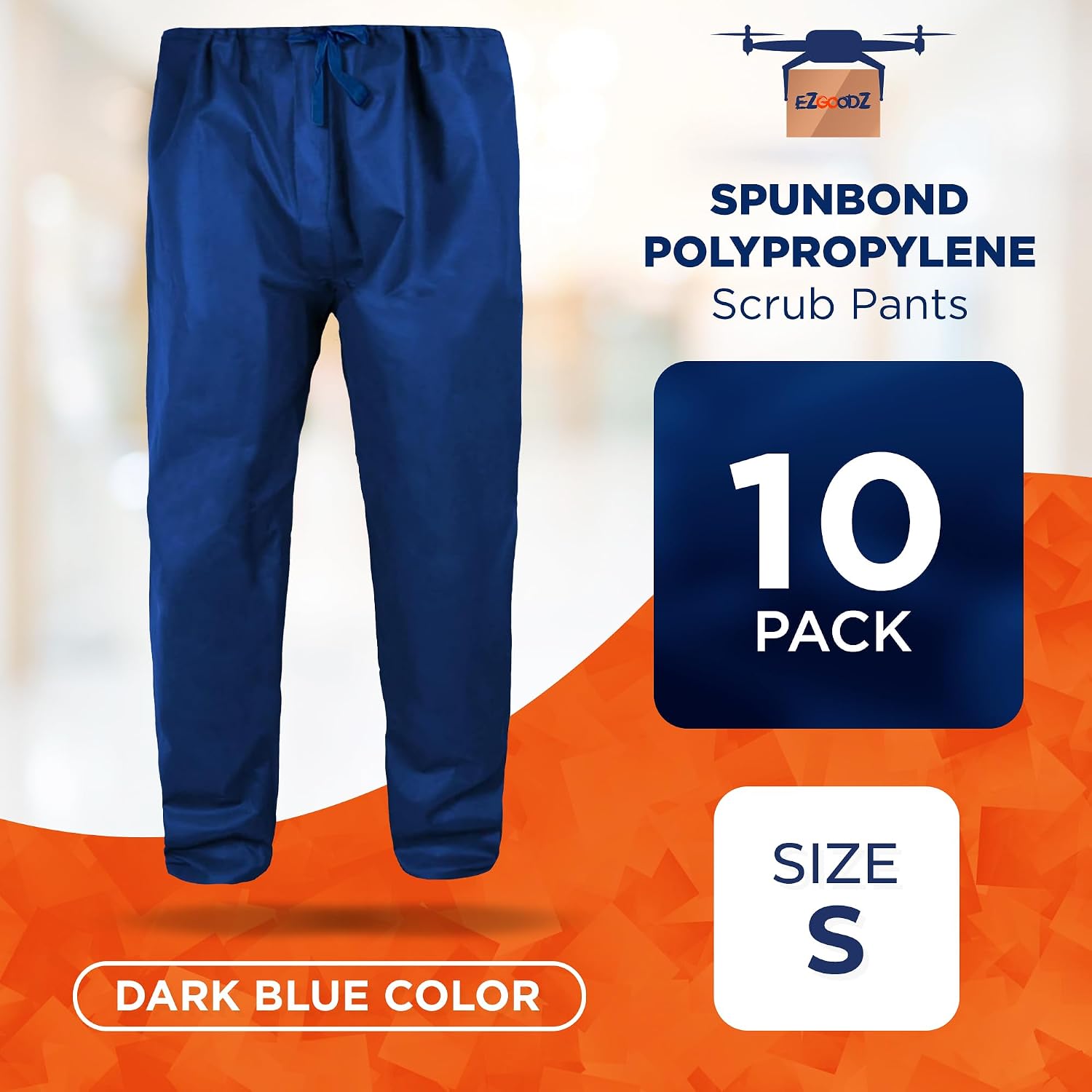 EZGOODZ Disposable Scrub Pants, Unisex Disposable Scrubs, Spunbond Polypropylene with Waist Ties and Two Back Pockets
