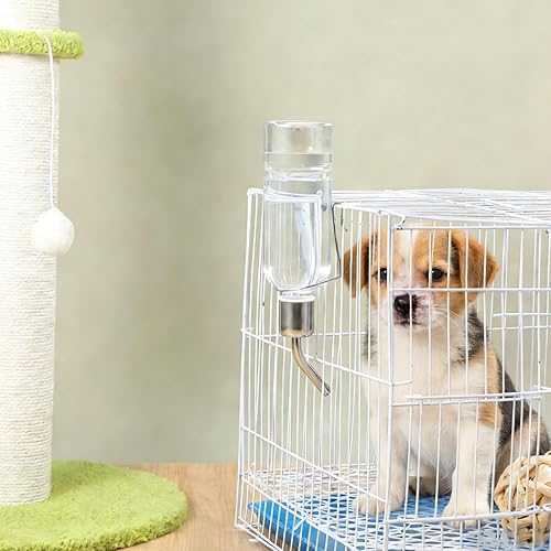 Miniatura 5 de Baluue Dispensador de agua para perros, botella de agua para mascotas sin goteo, para jaula de 6.1 fl oz, botella pequeña colgante para jaula de