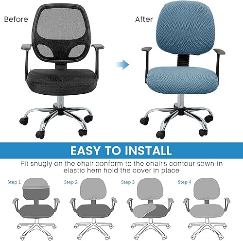 Vista 14 de MIFXIN Funda elástica elástica para silla de computadora, 2 piezas, de punto, universal, para silla de computadora, protector de muebles