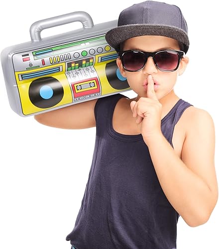 Miniatura 6 de 6 piezas inflables Boombox  Suministros de fiesta de los años 80 y 90 decoraciones inflables Boom  raperos Hip Hop B-niños accesorios de disfraz
