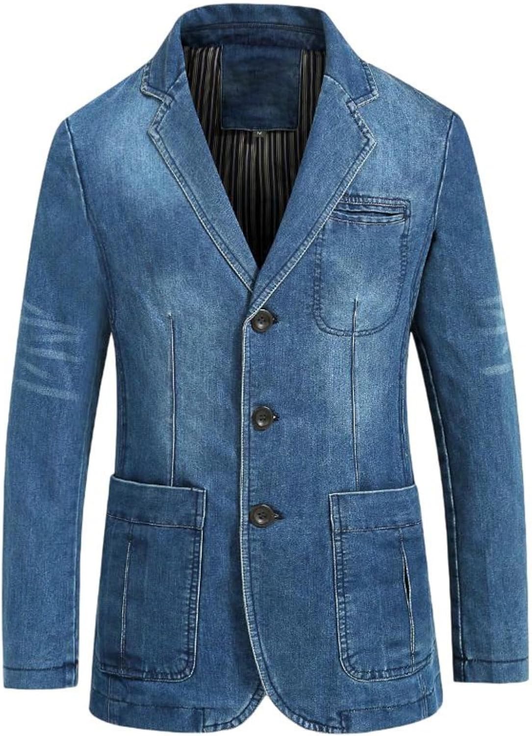Men Casual Cotton Denim Blazer Jacket